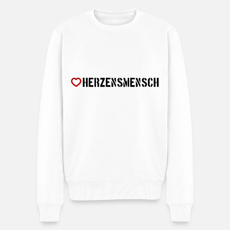 Herzensmensch Herz - Männer Premium Bio Pullover - Weiß
