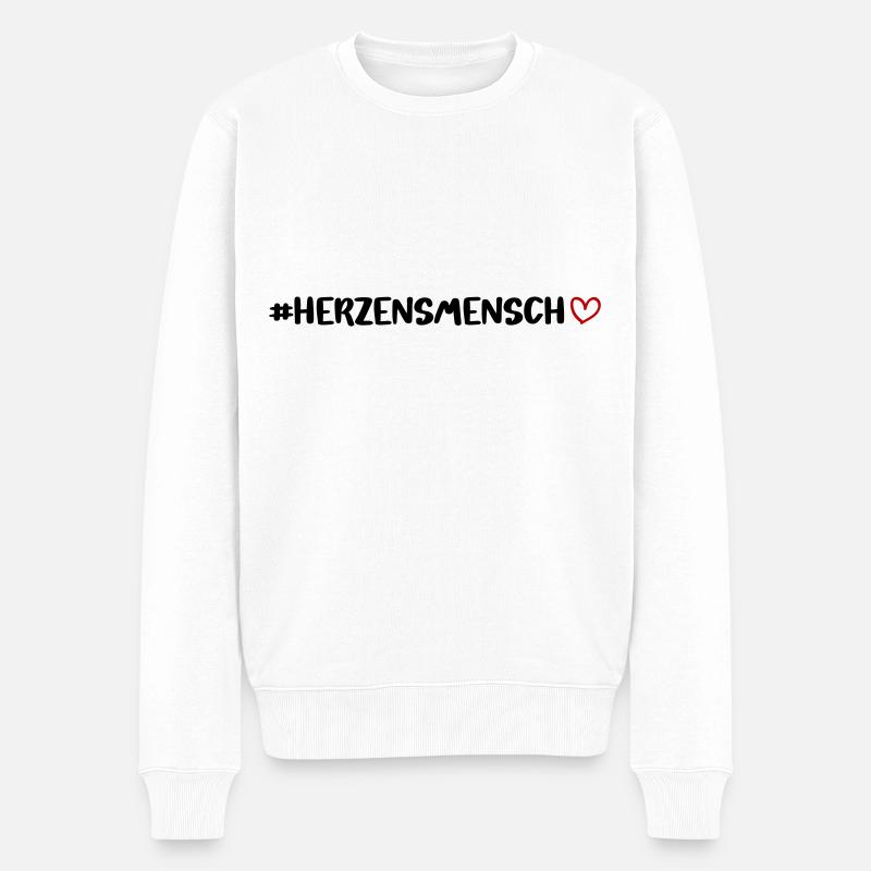Herzensmensch Herz - Männer Premium Bio Pullover - Weiß