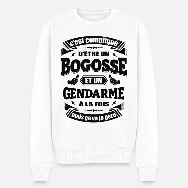 BOGOSSE ET GENDARME À LA FOIS - Pull Premium bio Homme - blanc