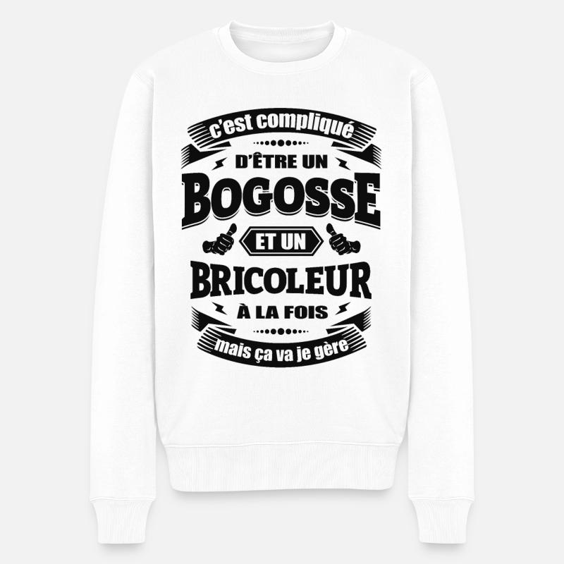BOGOSSE BRICOLEUR - Pull Premium bio Homme - blanc