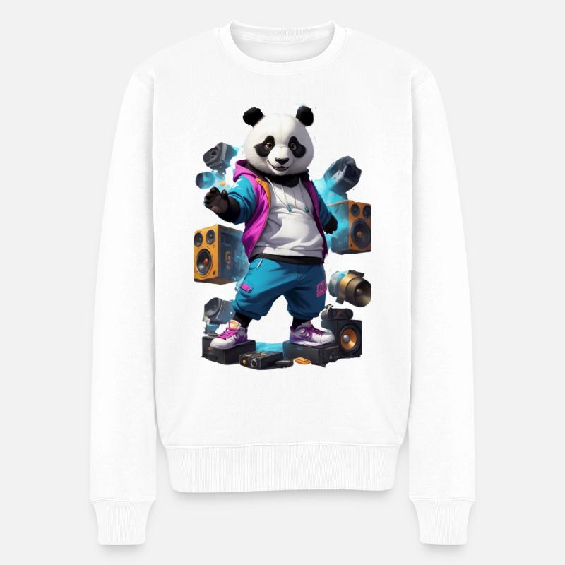 Breakdance Panda - Pull Premium bio Homme - blanc