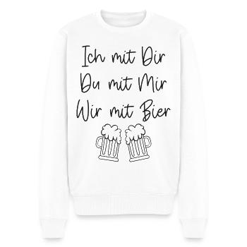 Spruch Sprüche Bier Paar Beziehung Partner Freund - Männer Premium Bio Pullover - Weiß - Vorne - Thijin (182cm)