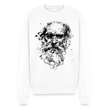 Visage à l'encre de chine - Pull Premium bio Homme - blanc - Devant - Thijin (182cm)