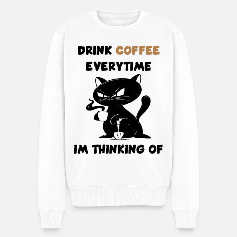 Trinke jedes Mal Kaffee, wenn ich daran denke. - Männer Premium Bio Pullover - Weiß