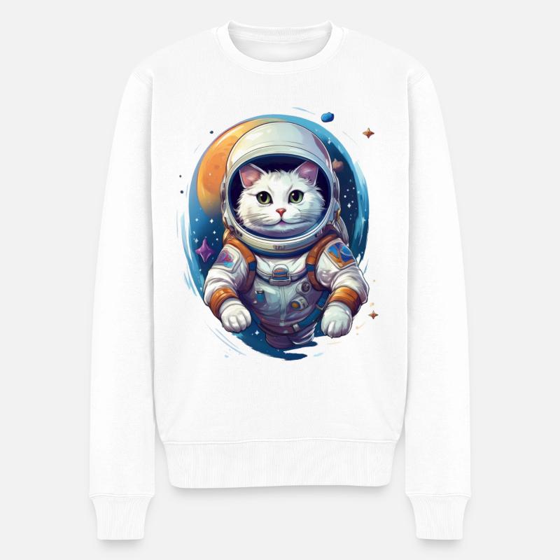 Le chat astronaute - Pull Premium bio Homme - blanc