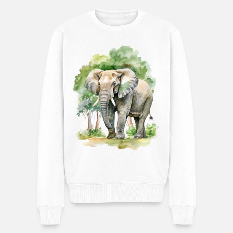 Un éléphant en Afrique - Pull Premium bio Homme - blanc