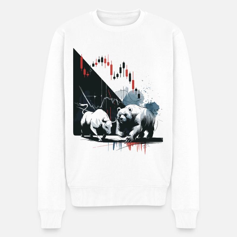 Bulle vs. Bär Börsen Motiv – Trading & Investmen - Männer Premium Bio Pullover - Weiß