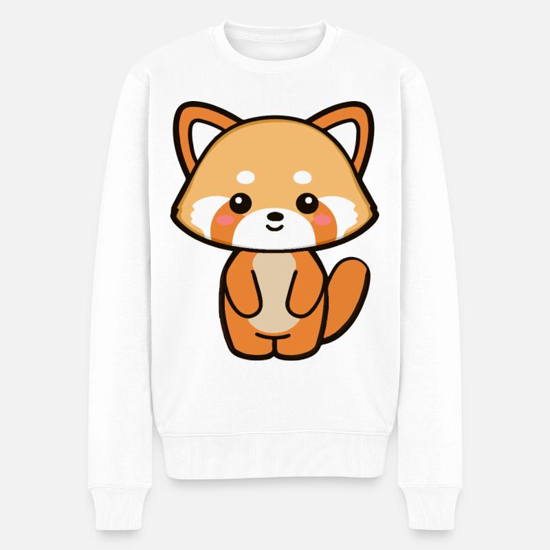 Dessin animé panda roux kawaii - Pull Premium bio Homme - blanc