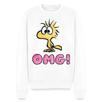 Peanuts Woodstock OMG Oh Mein Gott - Männer Premium Bio Pullover - Weiß - Vorne - Thijin (182cm)