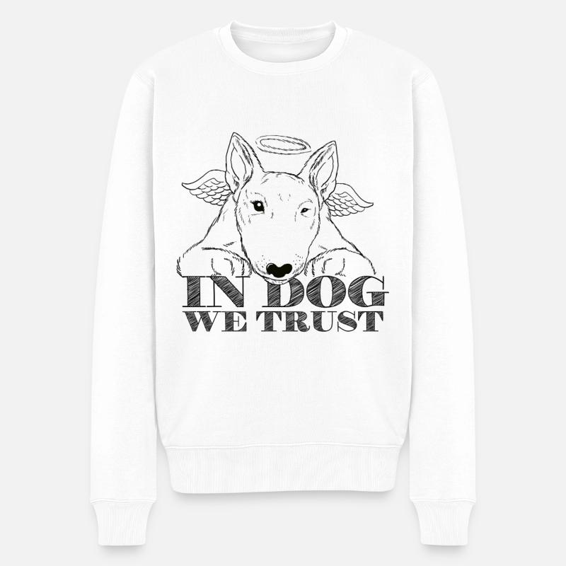 In Dog We Trust Black - Männer Premium Bio Pullover - Weiß