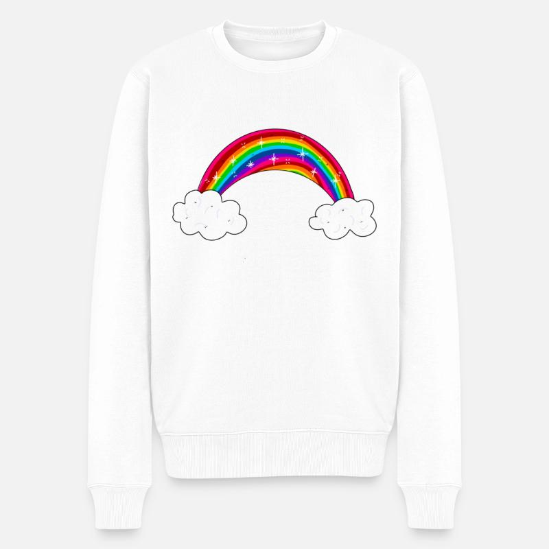 glitzernder regenbogen mit wolken - Männer Premium Bio Pullover - Weiß