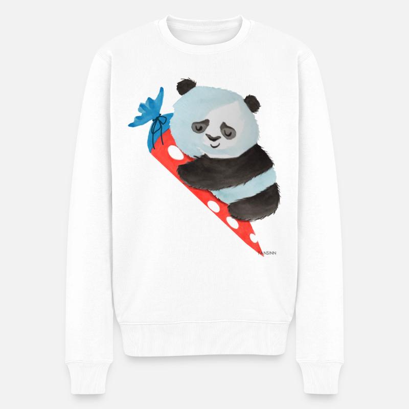 Pandabär Panda Bär Schultüte Einschulung Geschenk - Männer Premium Bio Pullover - Weiß