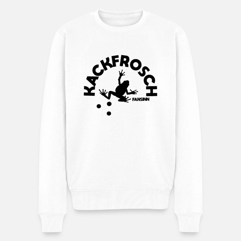 Kackfrosch Frosch Kacke lustig Geschenk - Männer Premium Bio Pullover - Weiß