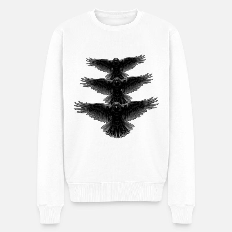 Rabe Raben Horror Vögel Halloween Dark Okkult - Männer Premium Bio Pullover - Weiß