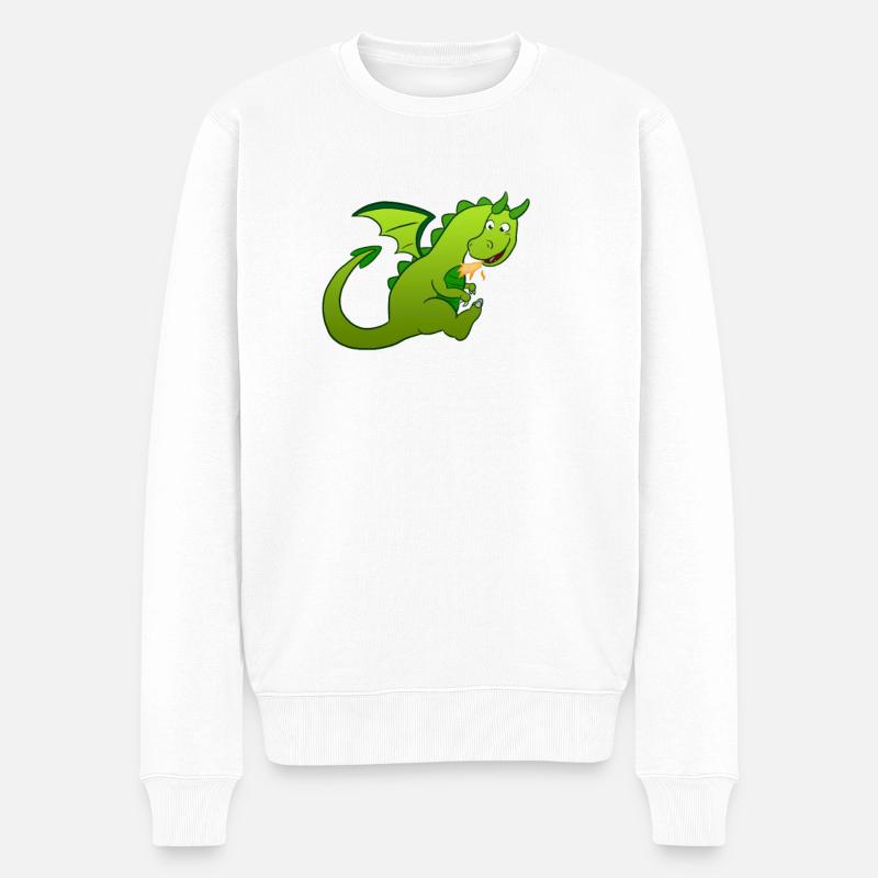 Drache - Männer Premium Bio Pullover - Weiß