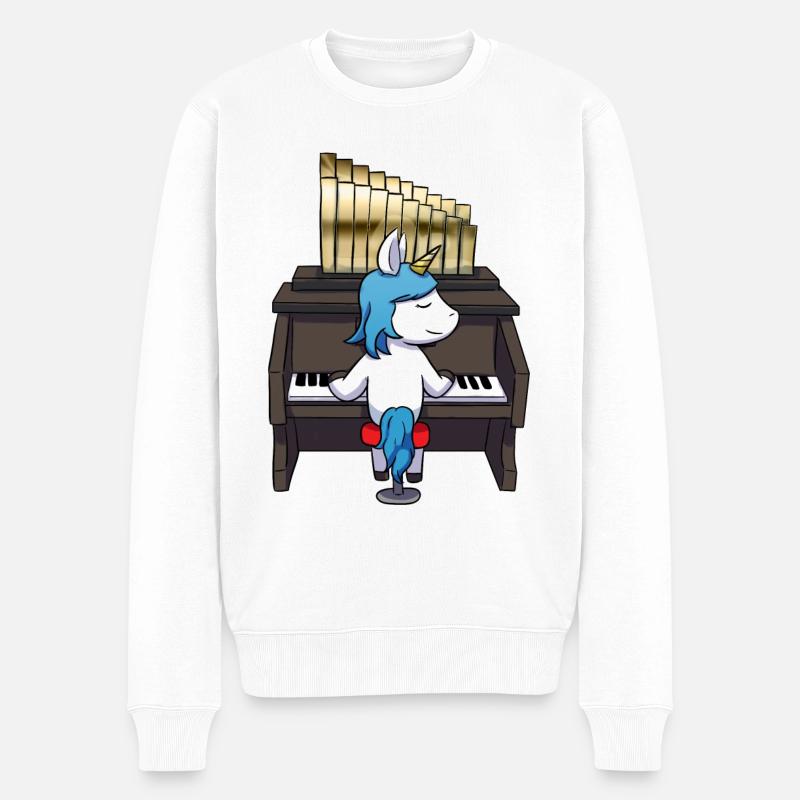 Einhorn Orgel - Männer Premium Bio Pullover - Weiß