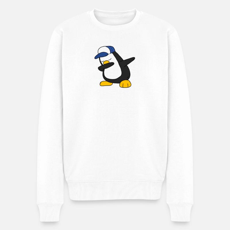 Penguin Dabbing Dab Pinguin - Männer Premium Bio Pullover - Weiß