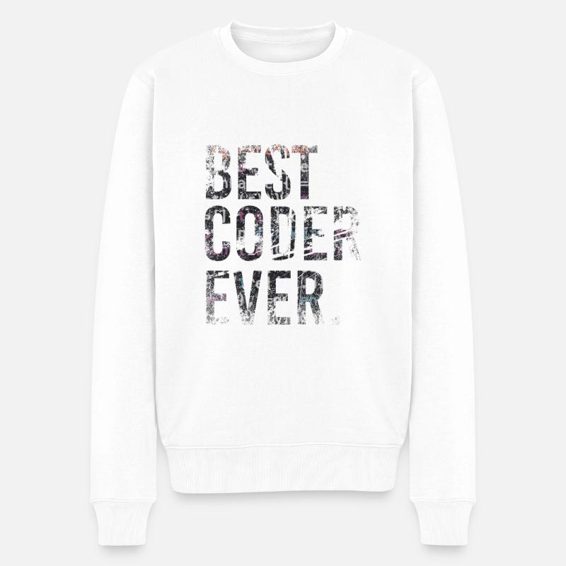 Best Coder Ever Coding - Männer Premium Bio Pullover - Weiß