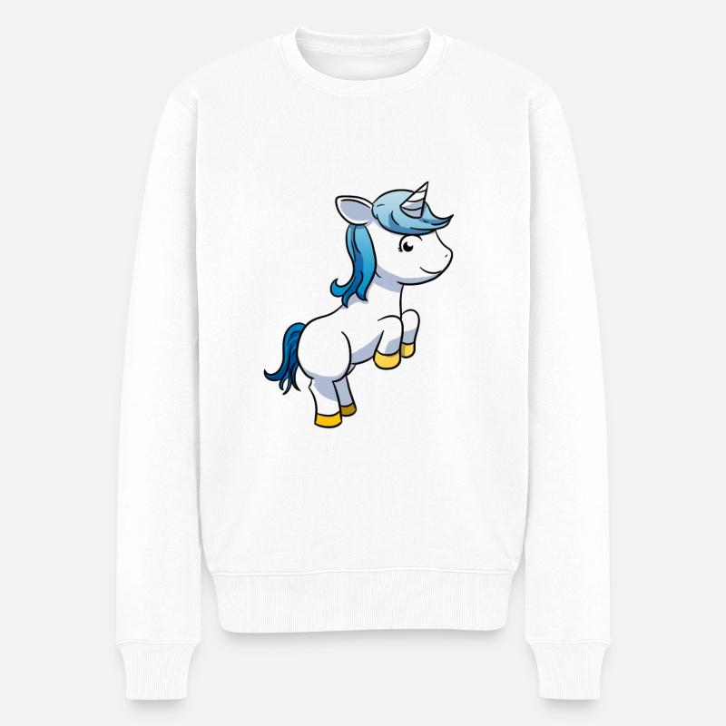 Einhorn - Männer Premium Bio Pullover - Weiß