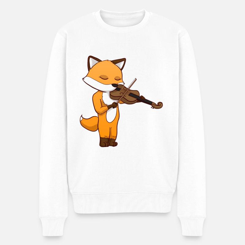 Violin Fox - Männer Premium Bio Pullover - Weiß