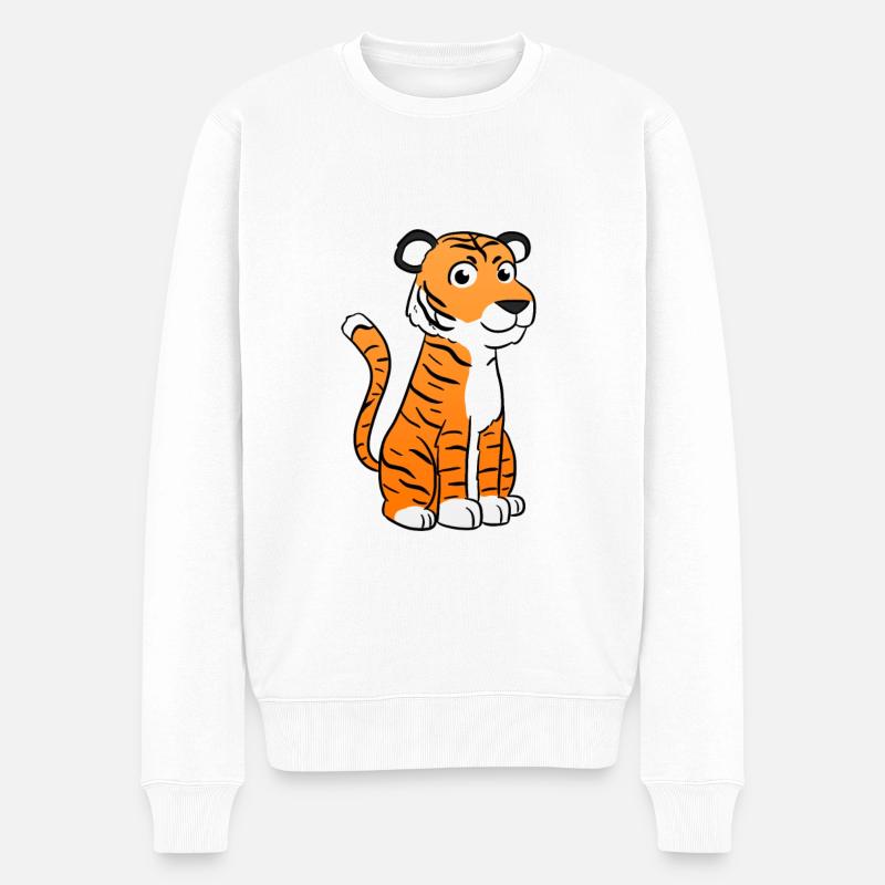 Tiger - Männer Premium Bio Pullover - Weiß