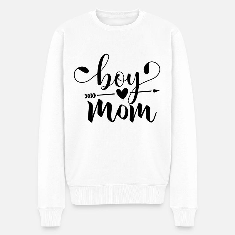 Boy Mom - Boy Mama - Männer Premium Bio Pullover - Weiß