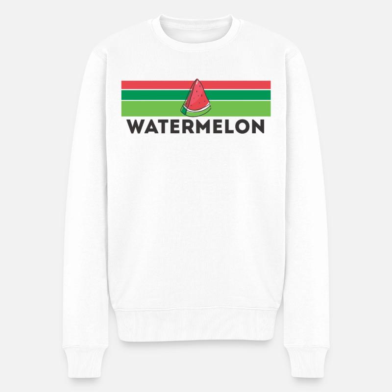 Wassermelone - Männer Premium Bio Pullover - Weiß