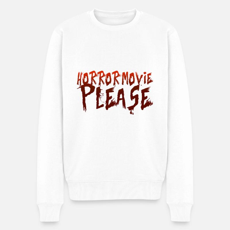Gruselfilm - Männer Premium Bio Pullover - Weiß