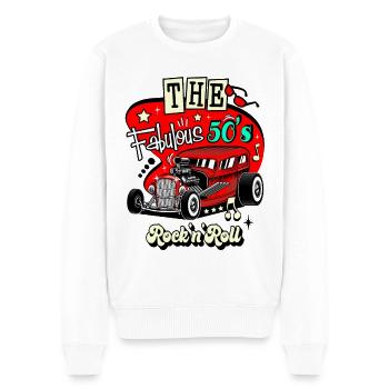 Rockabilly Vintage Rocker Rock N Roll Musik - Männer Premium Bio Pullover - Weiß - Vorne - Thijin (182cm)