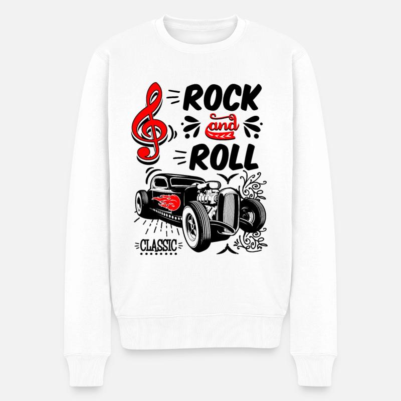 Rockabilly Autos Vintage Rocker Rock N Roll - Männer Premium Bio Pullover - Weiß