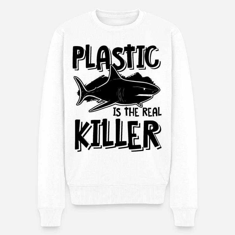 Plastik Schutz Ozean - Männer Premium Bio Pullover - Weiß