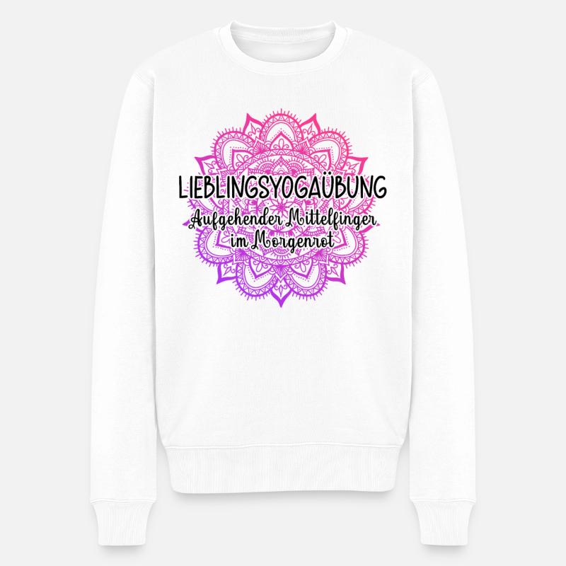 Aufgehender Mittelfinger im Morgenrot Yoga Mandala - Männer Premium Bio Pullover - Weiß