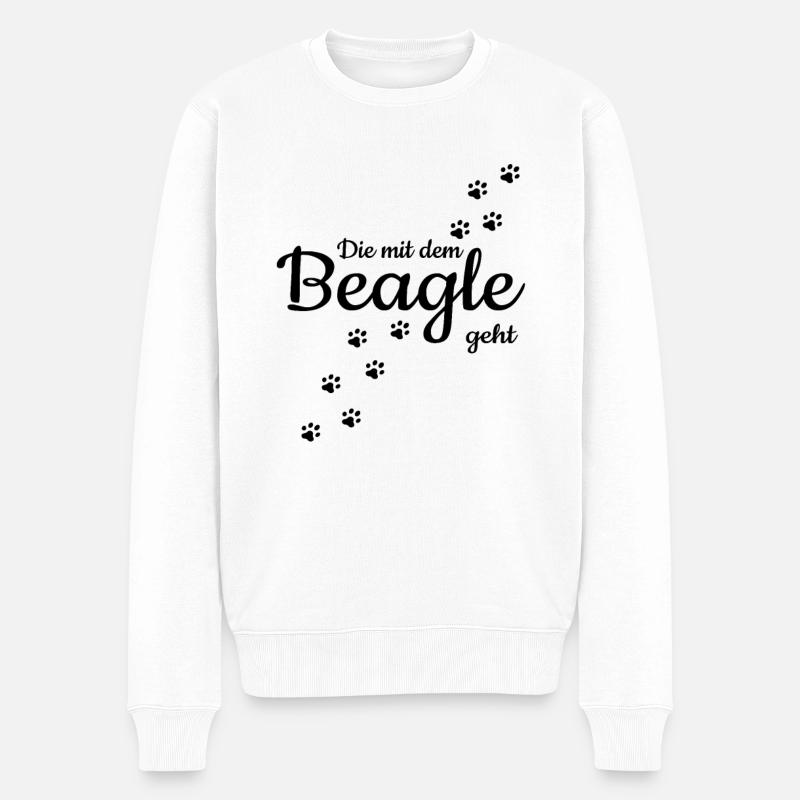 Die Mit Dem Beagle Geht Hund Spazieren Hunde Gassi - Männer Premium Bio Pullover - Weiß