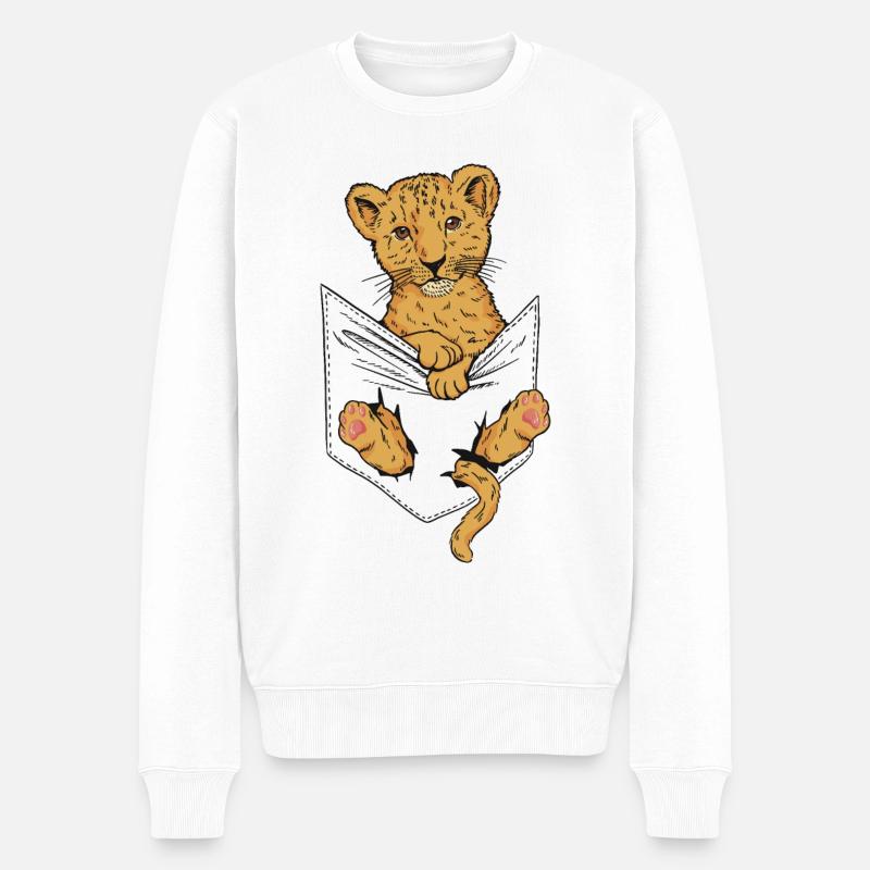 Bébé lion dans un sac - Pull Premium bio Homme - blanc