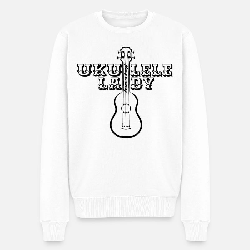 Ukulele Lady - Männer Premium Bio Pullover - Weiß