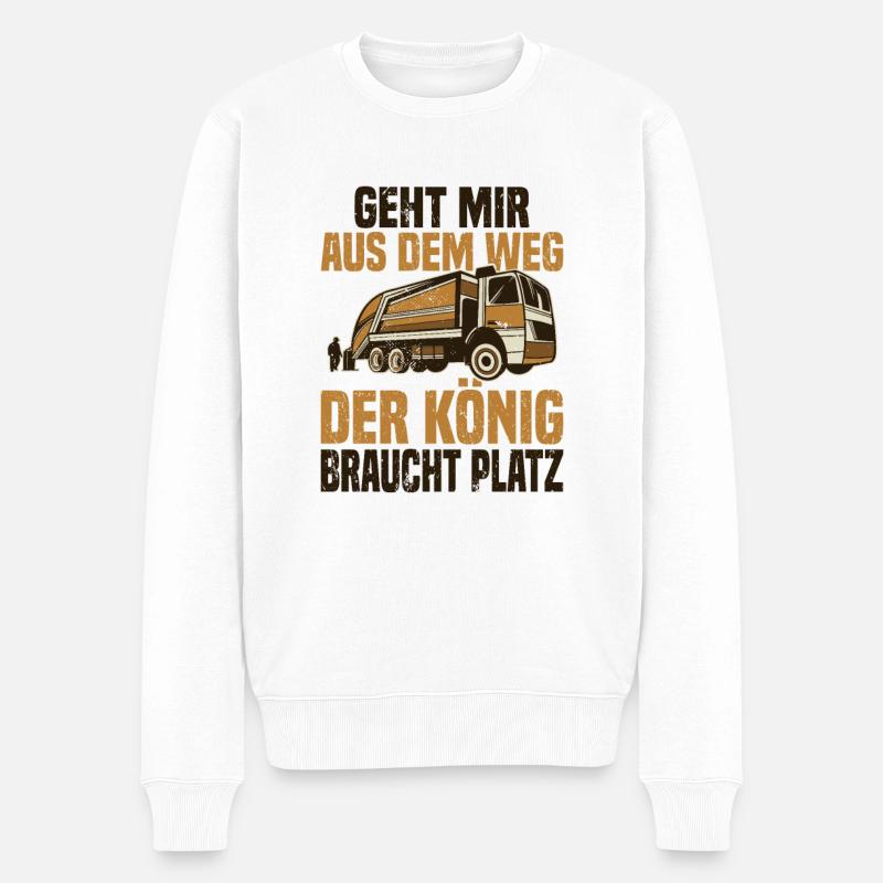 Müllmann Müllwagen - Männer Premium Bio Pullover - Weiß
