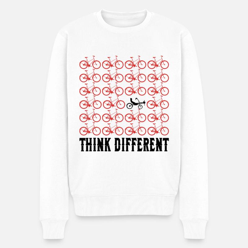 Think Different - Fahrrad Spruch - Männer Premium Bio Pullover - Weiß