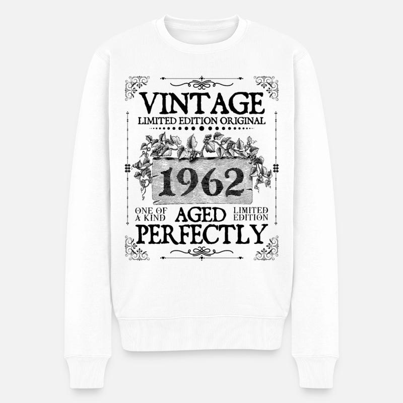 1962| Vintage Perfekt gealtert seit 1962 Geburtstag - Männer Premium Bio Pullover - Weiß