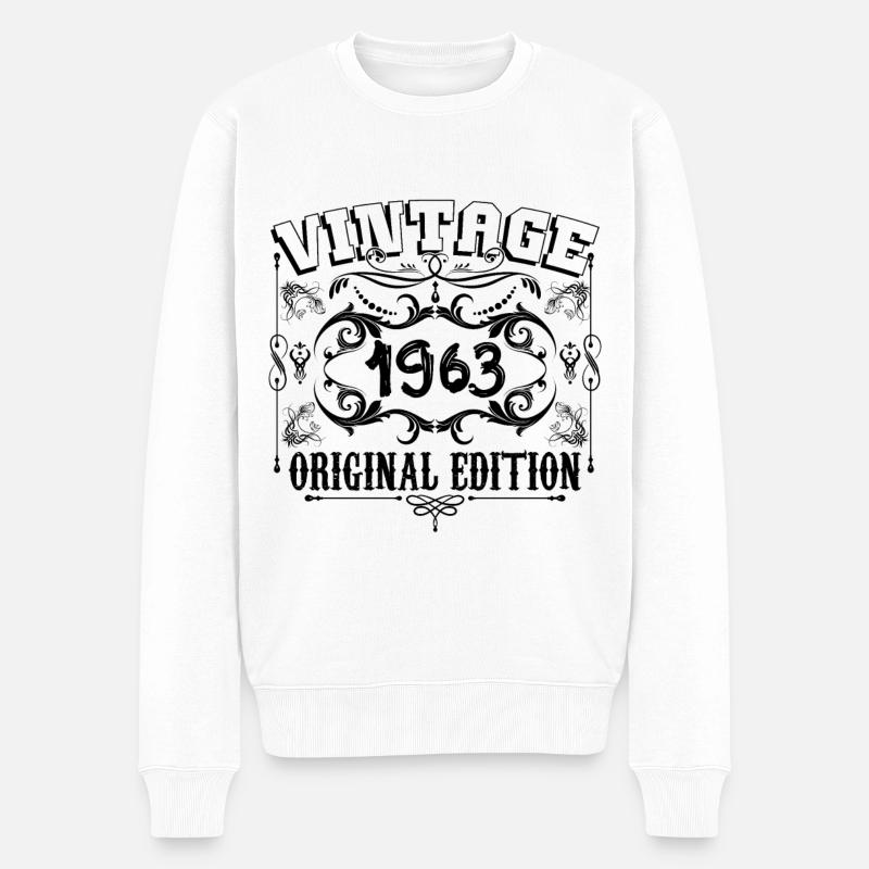 1963 | Vintage Aged Original 1963 Geburtstagsgeschenk - Männer Premium Bio Pullover - Weiß