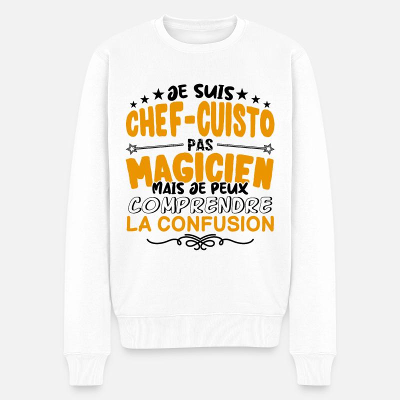 Chef-Cuistot pas Magicien | le Meilleur Chef-Cuis - Pull Premium bio Homme - blanc