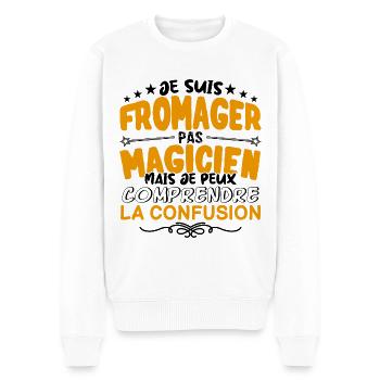 Fromager pas Magicien | le Meilleur Fromager cade - Pull Premium bio Homme - blanc - Devant - Thijin (182cm)