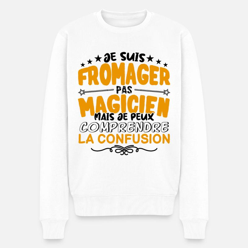 Fromager pas Magicien | le Meilleur Fromager cade - Pull Premium bio Homme - blanc