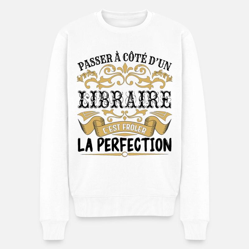 Libraire | le Meilleur cadeau Libraire - Pull Premium bio Homme - blanc
