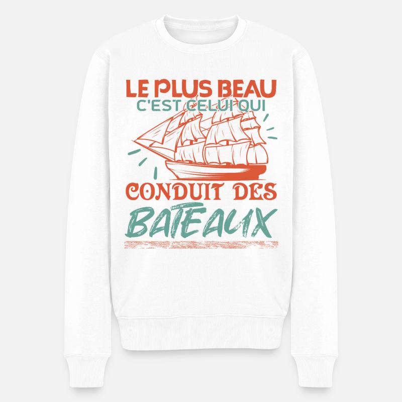 conduit bateau pilote de bateau - Pull Premium bio Homme - blanc