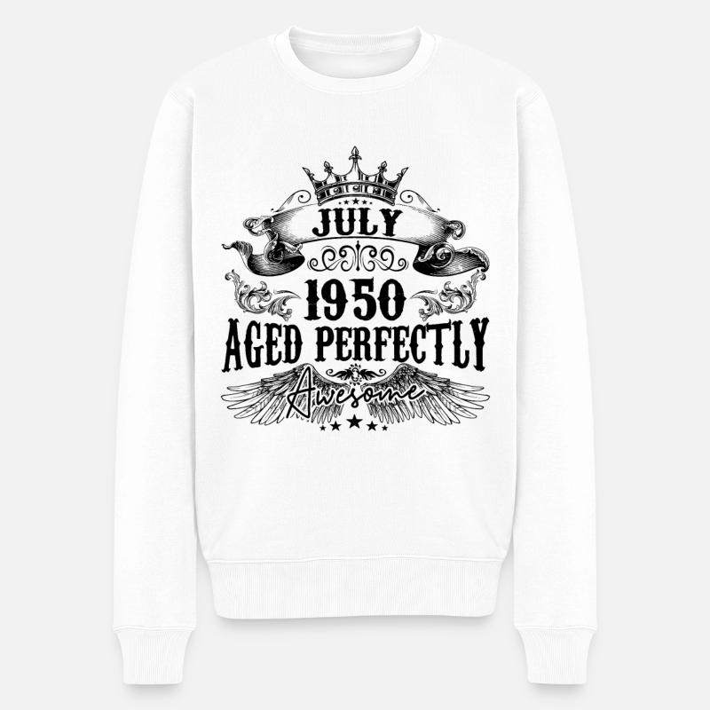 1950 | Juli Aged Perfectly 1950 Geburtstagsgeschenk - Männer Premium Bio Pullover - Weiß