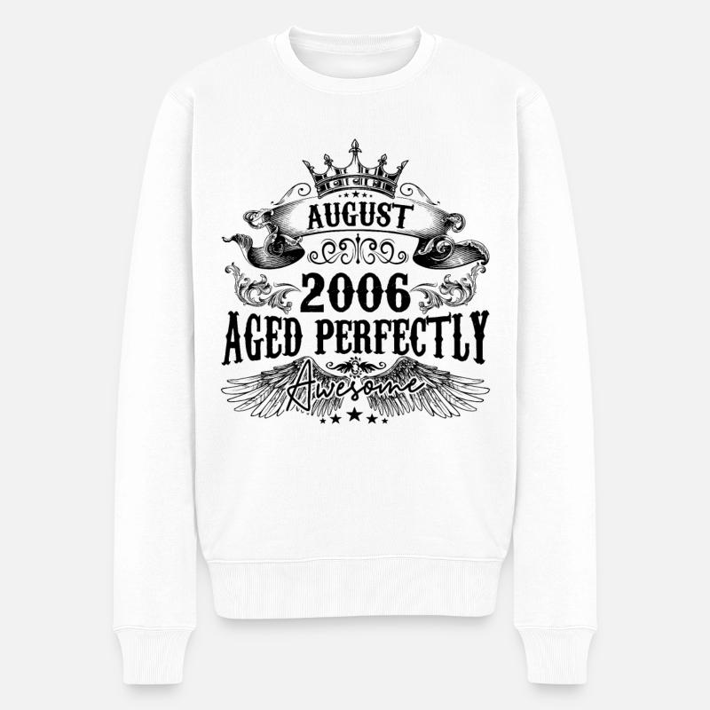 2006| August Aged Perfectly 2006 Geburtstagsgeschenk - Männer Premium Bio Pullover - Weiß