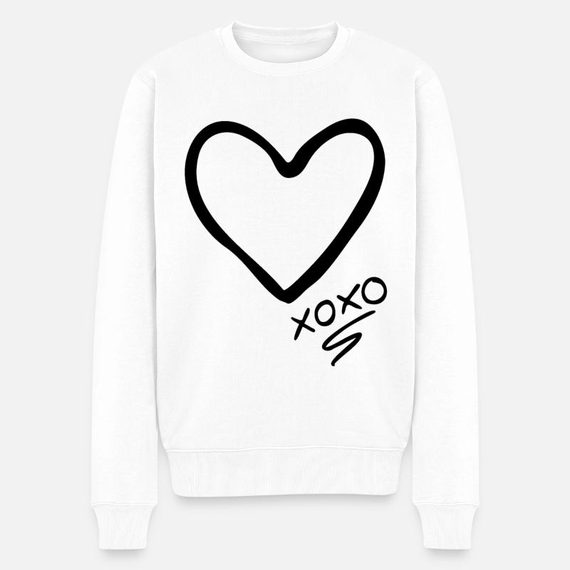 Herz xoxo schwarz - Männer Premium Bio Pullover - Weiß