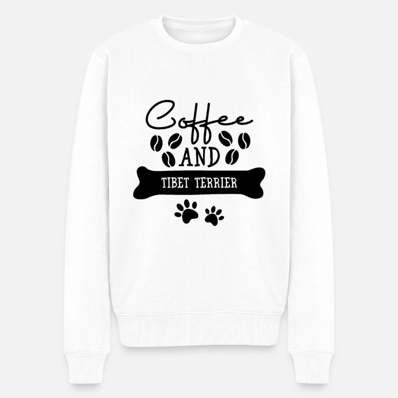 Coffee and tibet terrier - Männer Premium Bio Pullover - Weiß