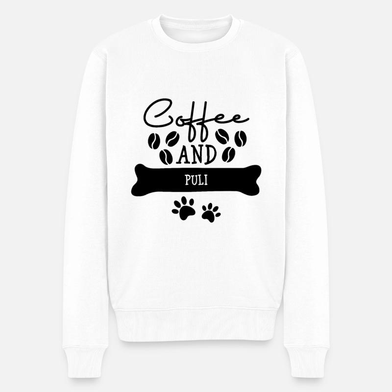 Coffee and puli - Männer Premium Bio Pullover - Weiß
