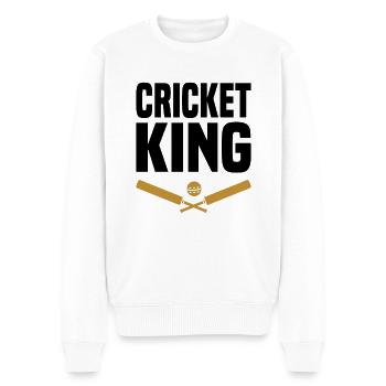 Cricket Spieler sport - Männer Premium Bio Pullover - Weiß - Vorne - Thijin (182cm)